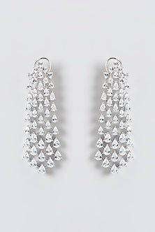 White Finish Zircon Dangler Earrings
