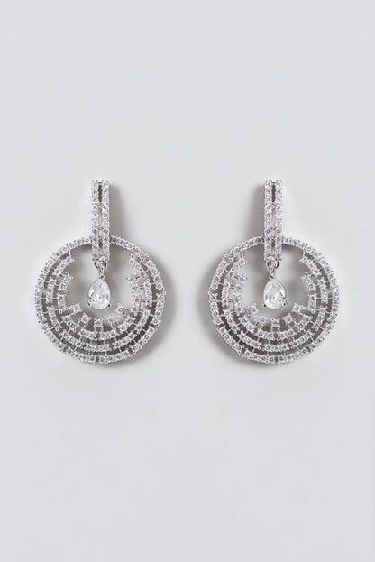 White Finish Zircon Dangler Earrings