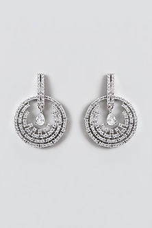 White Finish Zircon Dangler Earrings