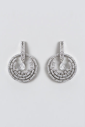 White Finish Zircon Dangler Earrings