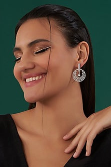 White Finish Zircon Dangler Earrings