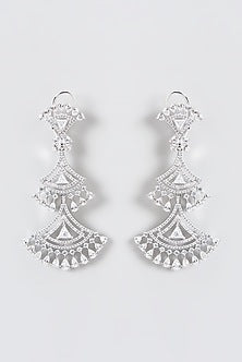 White Finish Zircon Dangler Earrings