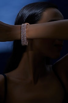 Rose Gold Finish Zircon Bangles (Set of 2)