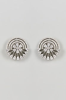 White Finish Zircon Stud Earrings