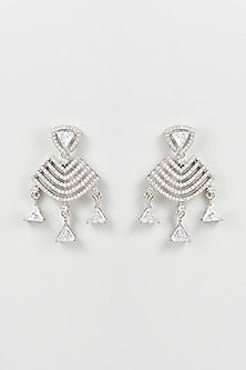 White Finish Zircon Dangler Earrings