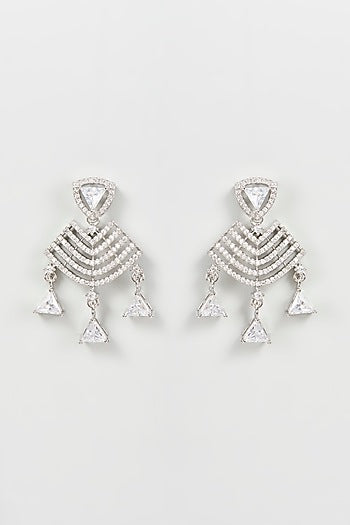 White Finish Zircon Dangler Earrings