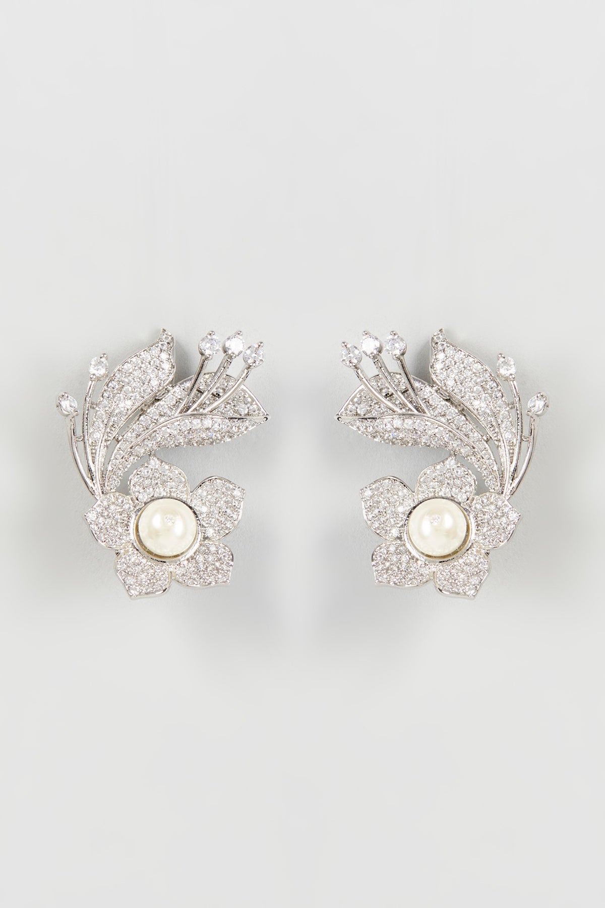 White Finish Zircon Dangler Earrings