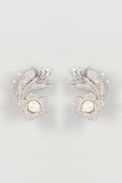 White Finish Zircon Dangler Earrings