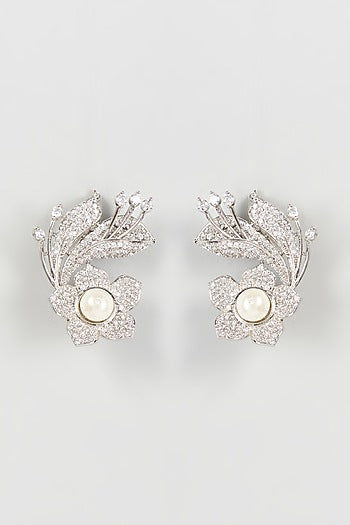 White Finish Zircon Dangler Earrings
