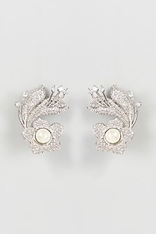 White Finish Zircon Dangler Earrings