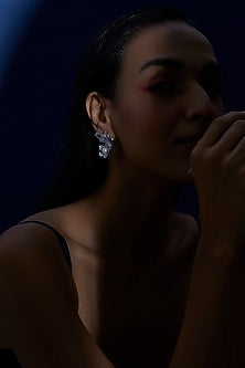 White Finish Zircon Dangler Earrings