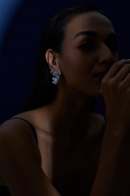 White Finish Zircon Dangler Earrings