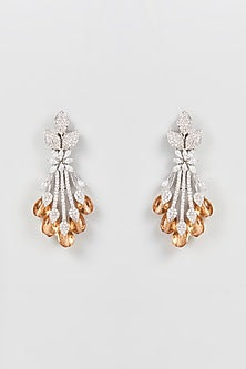 White Finish Zircon Dangler Earrings