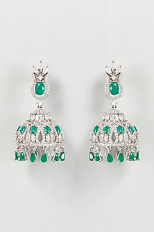 White Finish Zircon Dangler Earrings