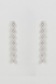 White Finish Zircon Dangler Earrings