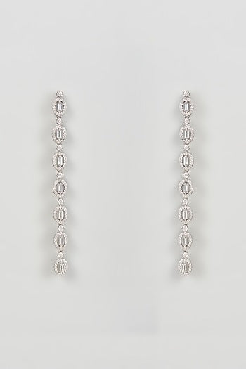 White Finish Zircon Dangler Earrings