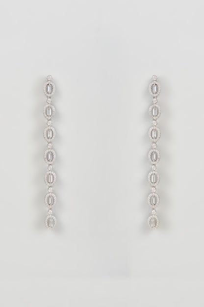 White Finish Zircon Dangler Earrings