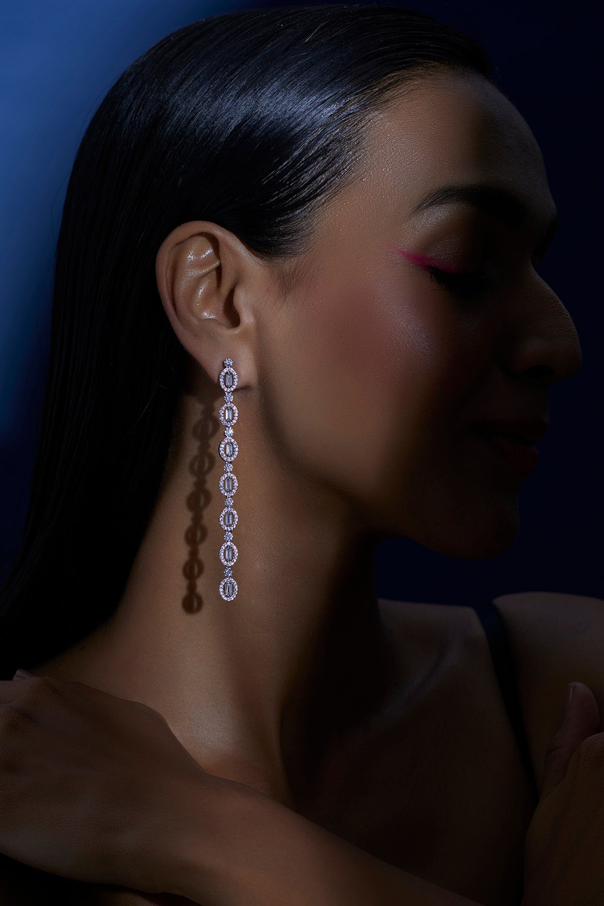 White Finish Zircon Dangler Earrings