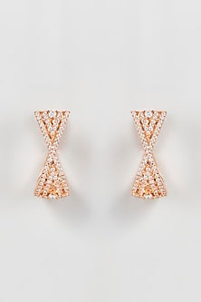 Rose Gold Finish Zircon Dangler Earrings