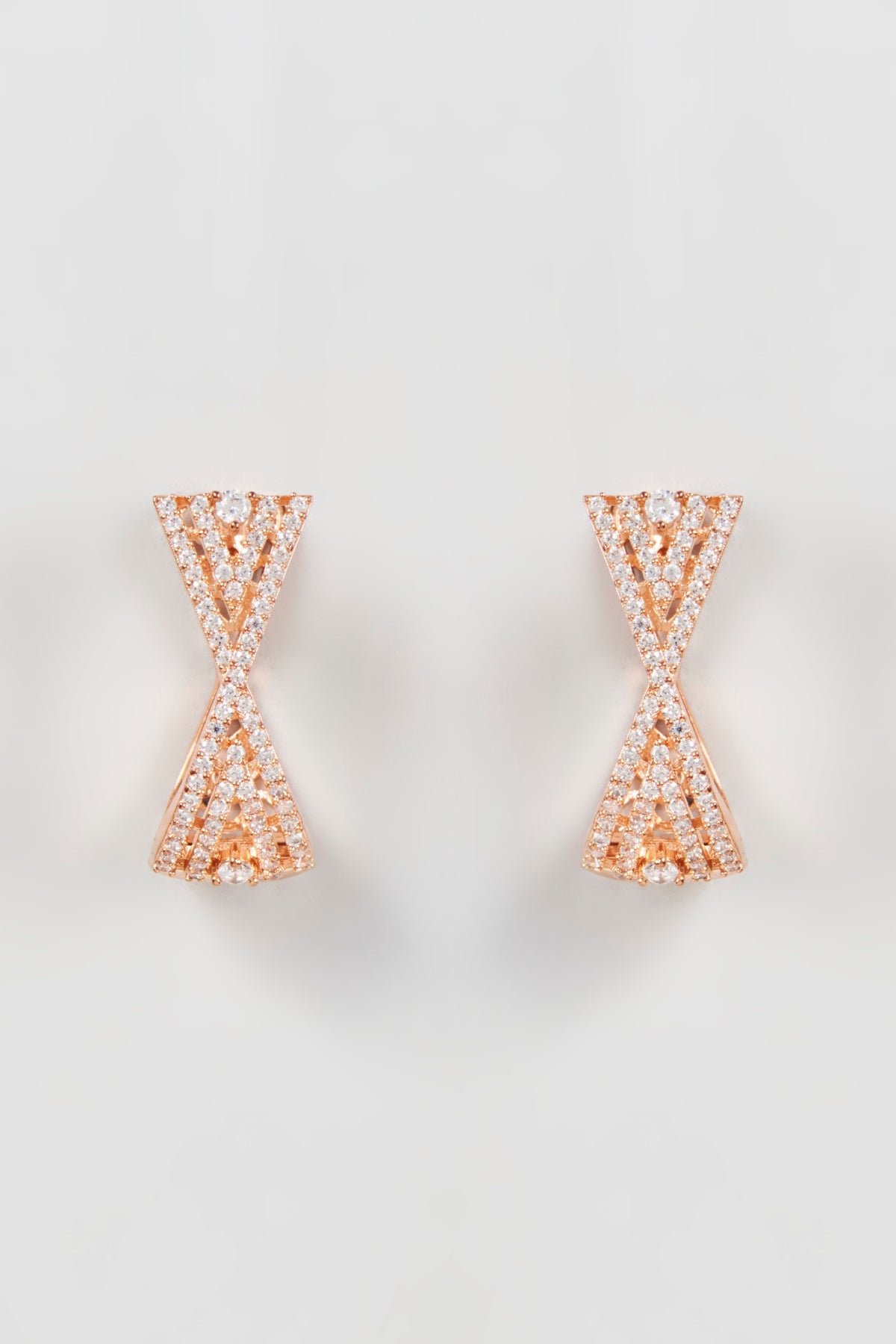 Rose Gold Finish Zircon Dangler Earrings