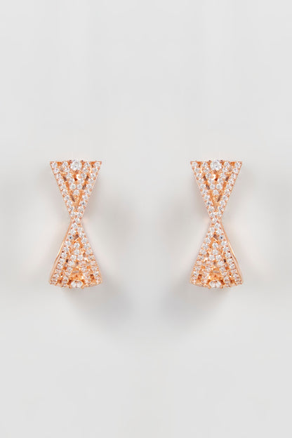 Rose Gold Finish Zircon Dangler Earrings