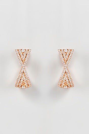 Rose Gold Finish Zircon Dangler Earrings