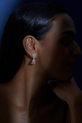 Rose Gold Finish Zircon Dangler Earrings