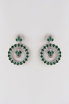 Two Tone Finish Faux Diamond Dangler Earrings