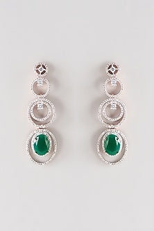 Rose Gold Finish Faux Diamond Dangler Earrings