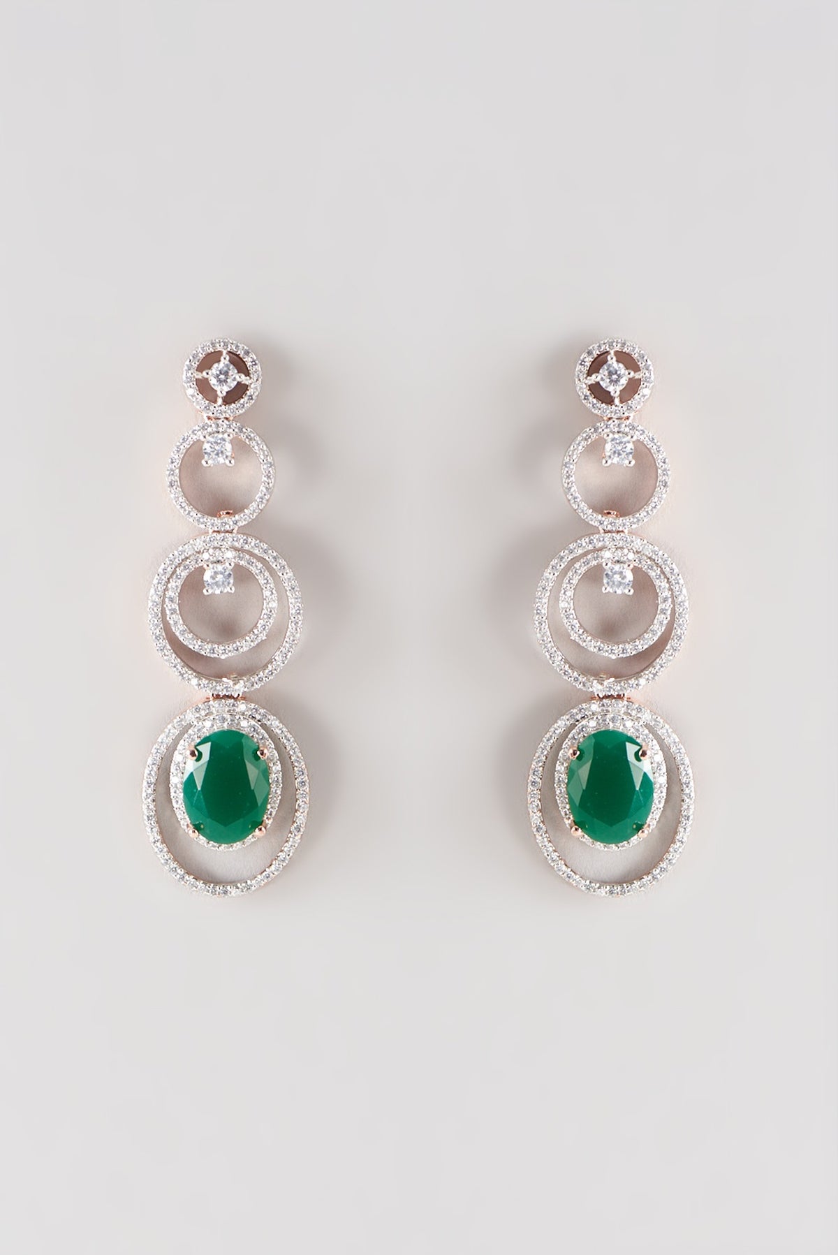 Rose Gold Finish Faux Diamond Dangler Earrings