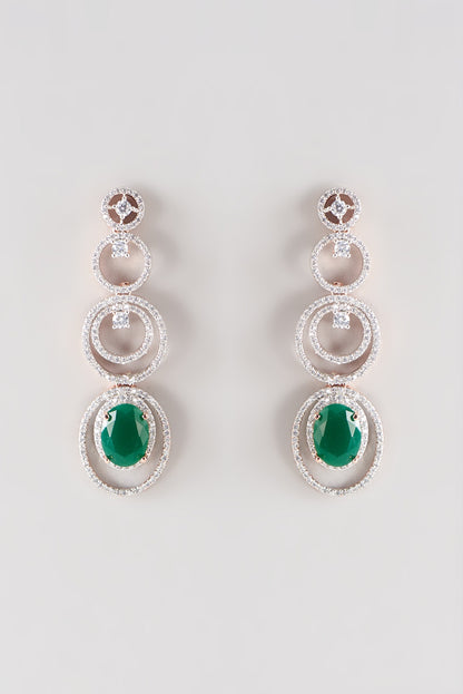 Rose Gold Finish Faux Diamond Dangler Earrings
