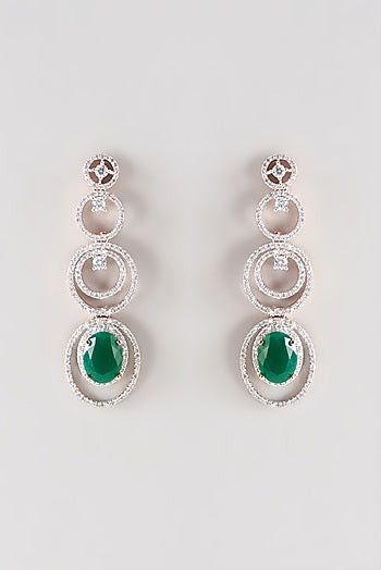 Rose Gold Finish Faux Diamond Dangler Earrings