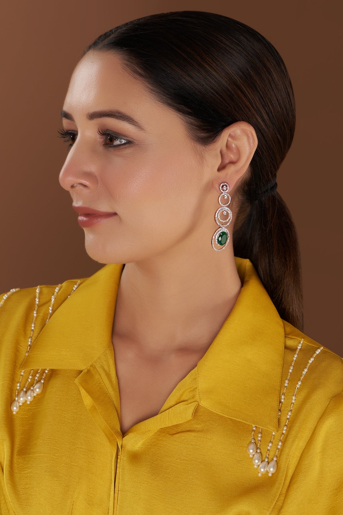 Rose Gold Finish Faux Diamond Dangler Earrings