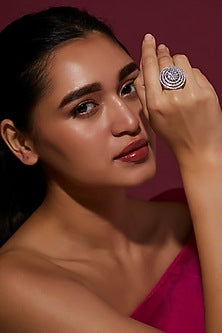 White Finish Zircon Ring