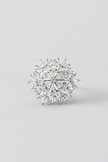 White Finish Faux Diamond Ring