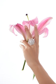 White Finish Faux Diamond Ring