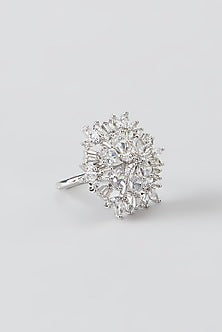 White Finish Faux Diamond Ring