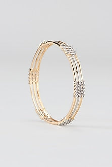 Gold Finish Faux Diamond Bangles (Set of 2)