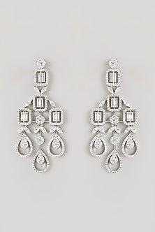 White Finish Faux Diamond Necklace Set