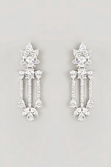 White Finish Faux Diamond Necklace Set