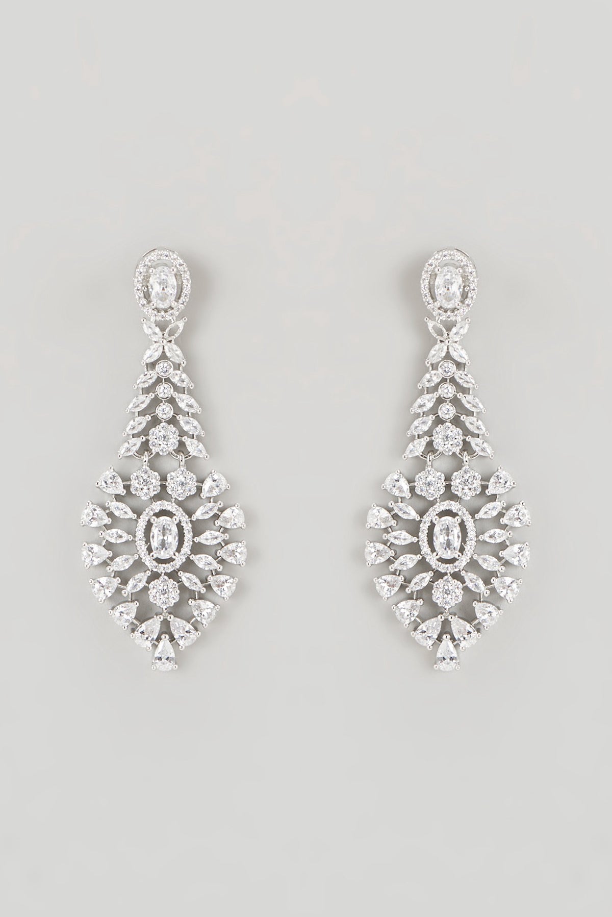 White Finish Faux Diamond Necklace Set