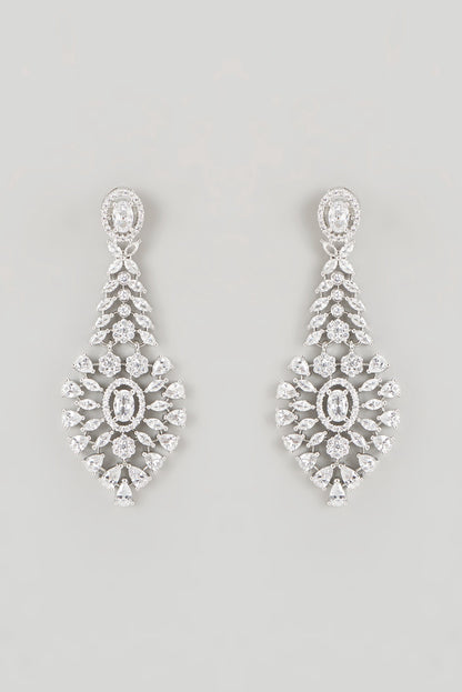 White Finish Faux Diamond Necklace Set