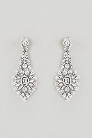 White Finish Faux Diamond Necklace Set