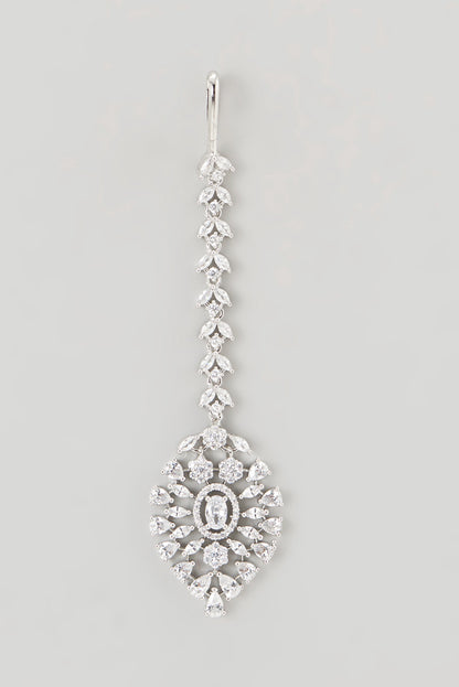 White Finish Faux Diamond Necklace Set
