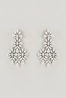 White Finish Faux Diamond Necklace Set