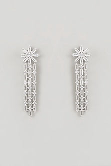 White Finish Faux Diamond Necklace Set