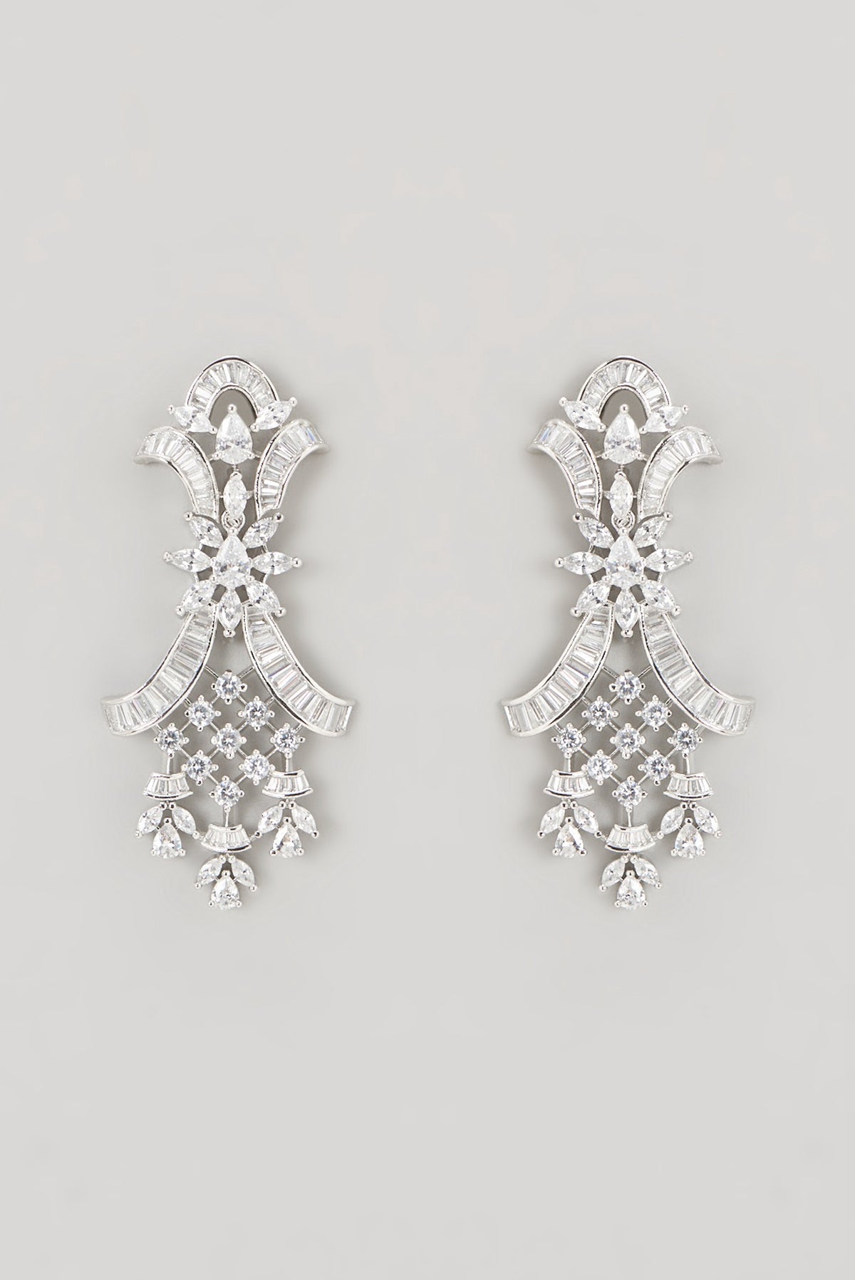 White Finish Faux Diamond Choker Necklace Set