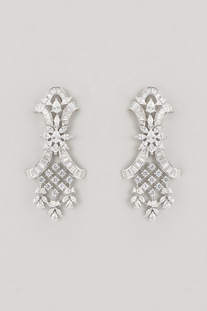 White Finish Faux Diamond Choker Necklace Set