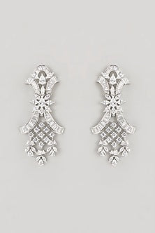 White Finish Faux Diamond Choker Necklace Set