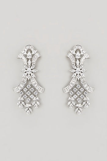White Finish Faux Diamond Choker Necklace Set